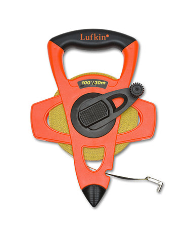 Tape Measure Hi-Viz® Orange Fiberglass SAE/Metric Dual Sided, Size: 1/2" x 30mtrs(100ft) Long FM030CME Lufkin