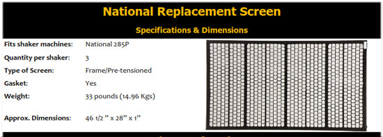 Shaker Screen FR-CRX285NAT210 - National